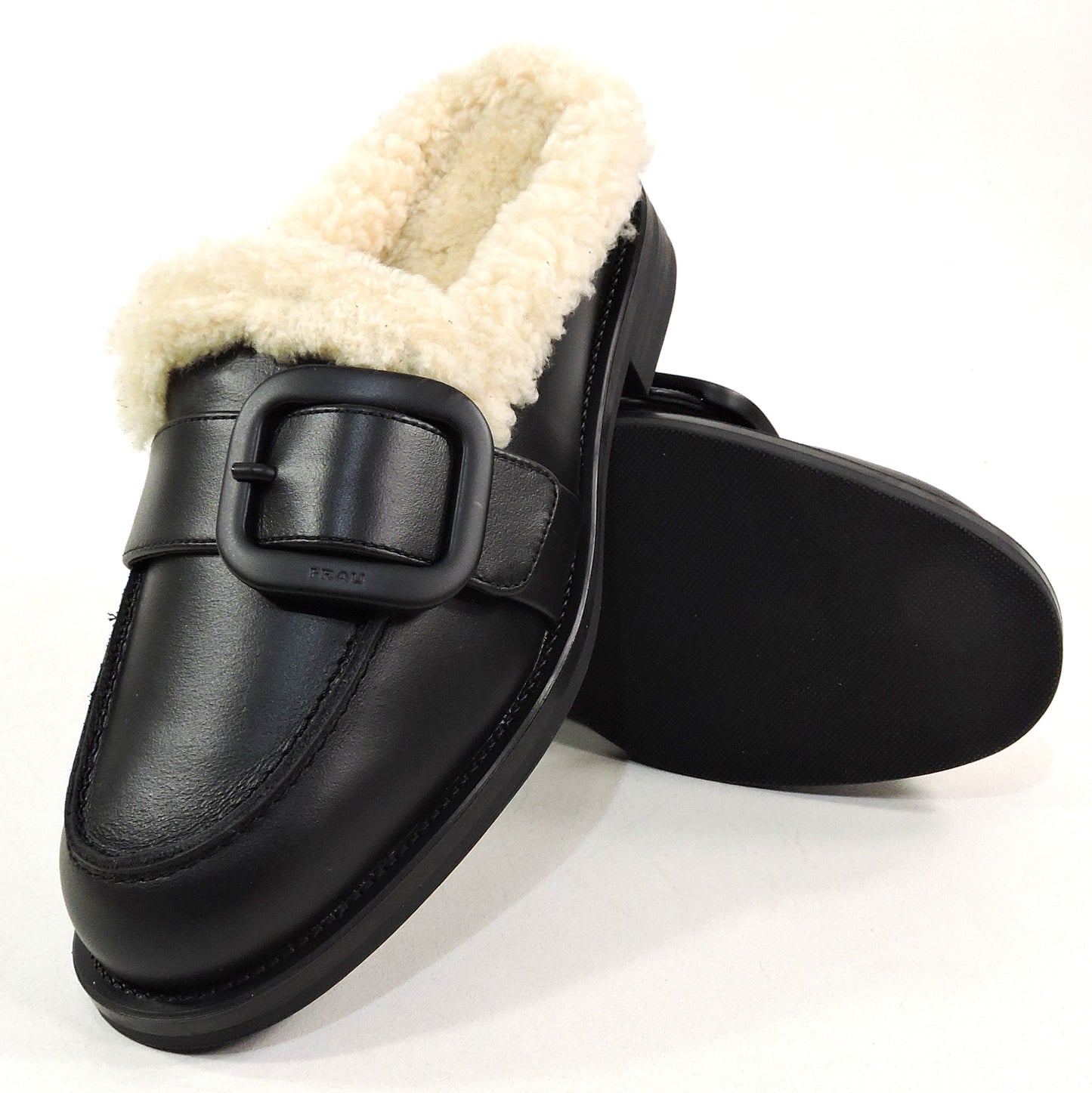 FRAU 🇮🇹 WOMEN'S BLACK SOFT LEATHER COMFORT WINTER MULES