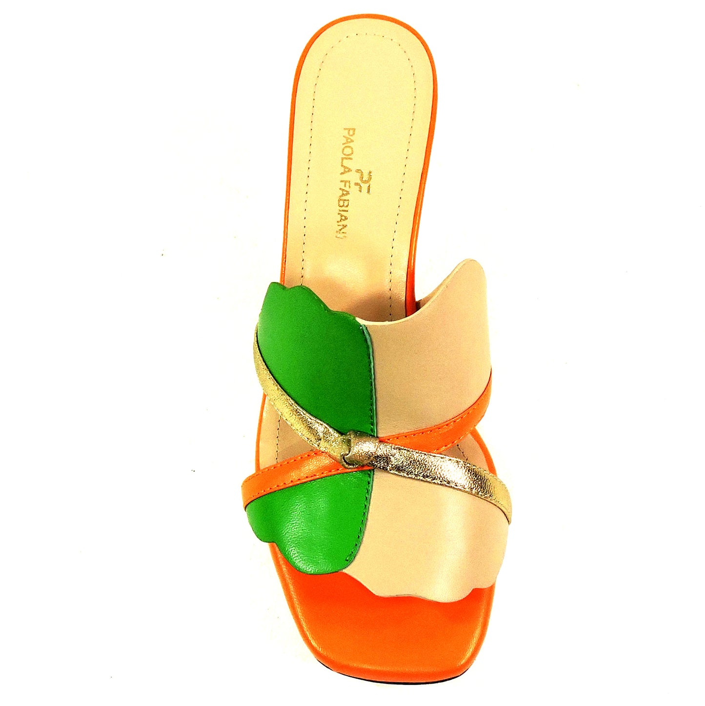 PAOLA FABIANI 🇮🇹 WOMEN'S MULTICOLOR SOFT LEATHER COMFORT FASHION SUMMER MULES