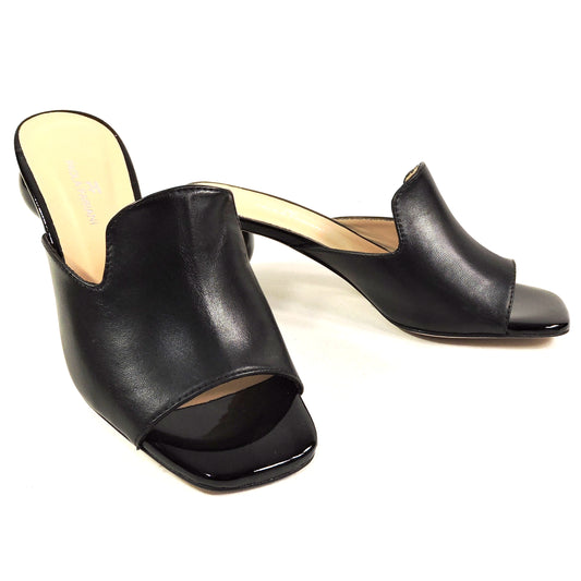 PAOLA FABIANI 🇮🇹 WOMEN'S BLACK SOFT LEATHER COMFORT SUMMER MULES