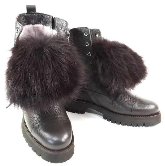 PAOLA FABIANI 🇮🇹 WOMEN'S BROWN SOFT LEATHER COMFORT WINTER FASHION BOOTIE