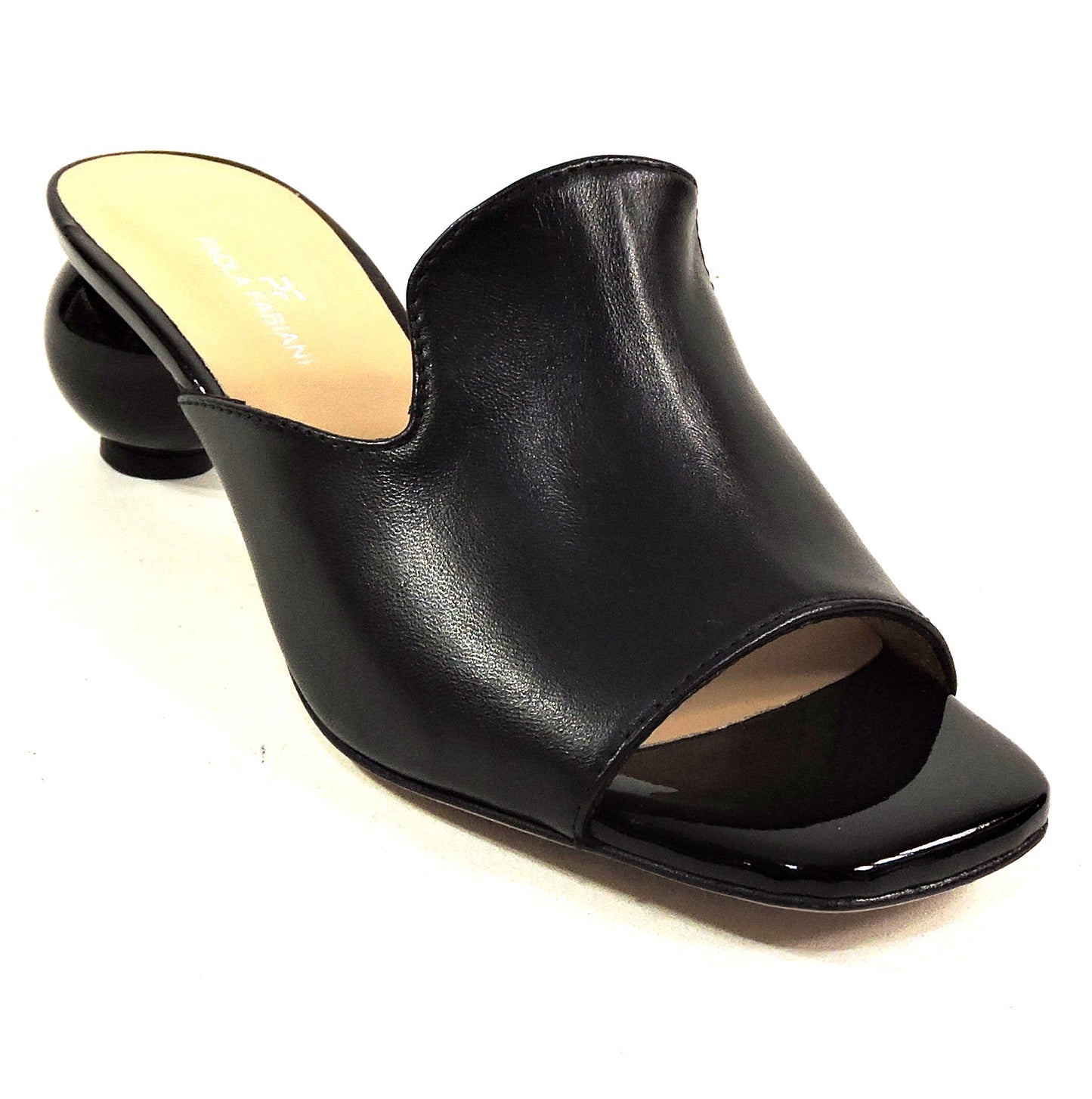 PAOLA FABIANI 🇮🇹 WOMEN'S BLACK SOFT LEATHER COMFORT SUMMER MULES