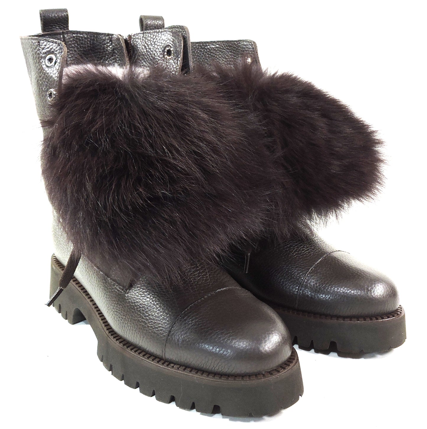 PAOLA FABIANI 🇮🇹 WOMEN'S BROWN SOFT LEATHER COMFORT WINTER FASHION BOOTIE