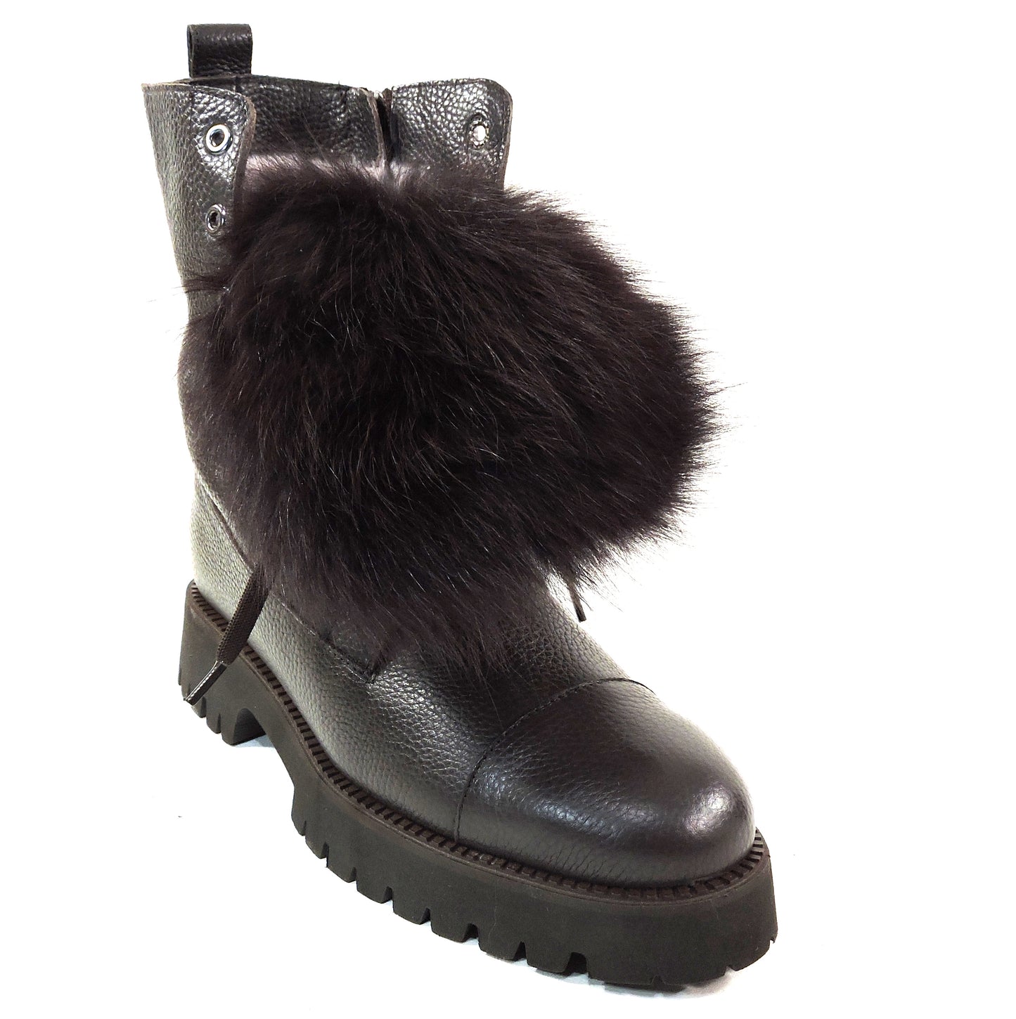 PAOLA FABIANI 🇮🇹 WOMEN'S BROWN SOFT LEATHER COMFORT WINTER FASHION BOOTIE