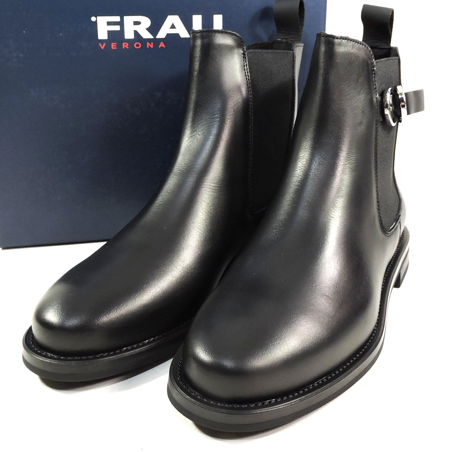FRAU 🇮🇹 WOMEN' S BLACK SOFT LEATHER COMFORT WINTER CHELSEA FASHION BOOTIES