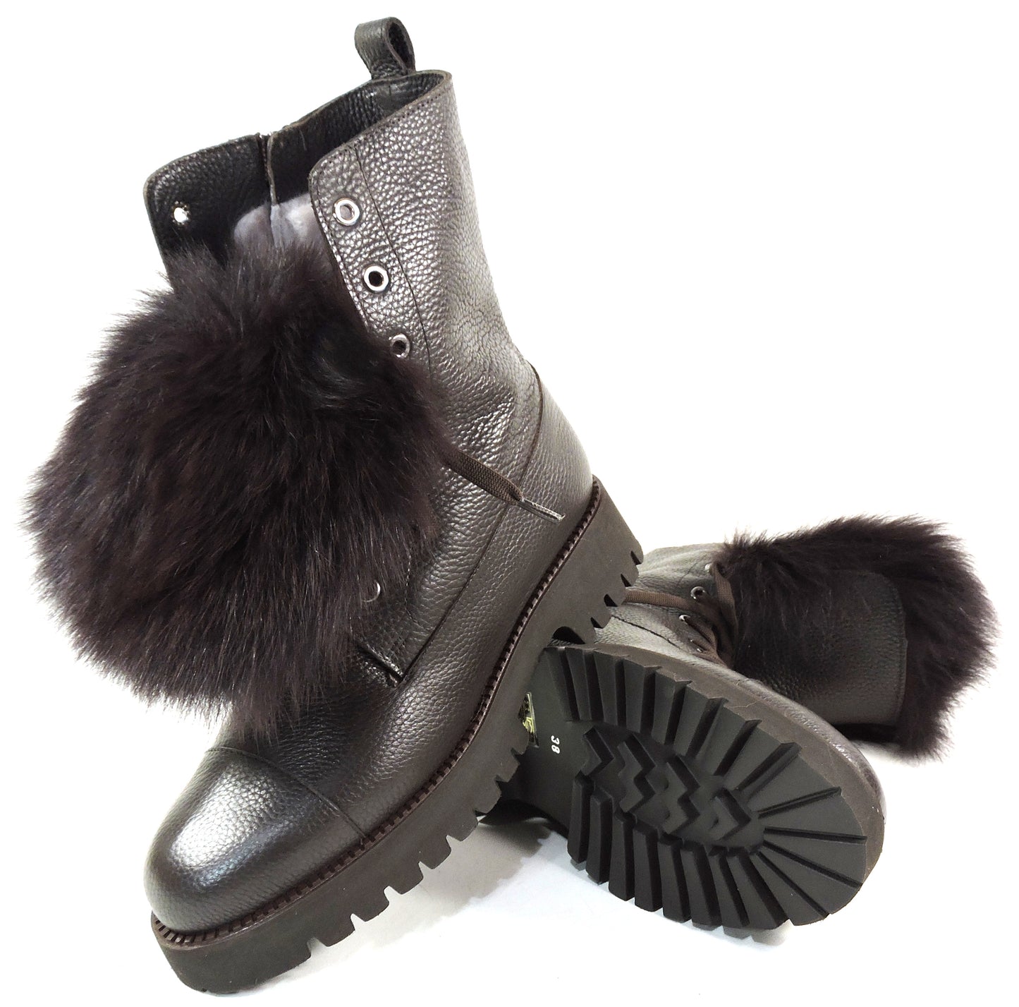 PAOLA FABIANI 🇮🇹 WOMEN'S BROWN SOFT LEATHER COMFORT WINTER FASHION BOOTIE