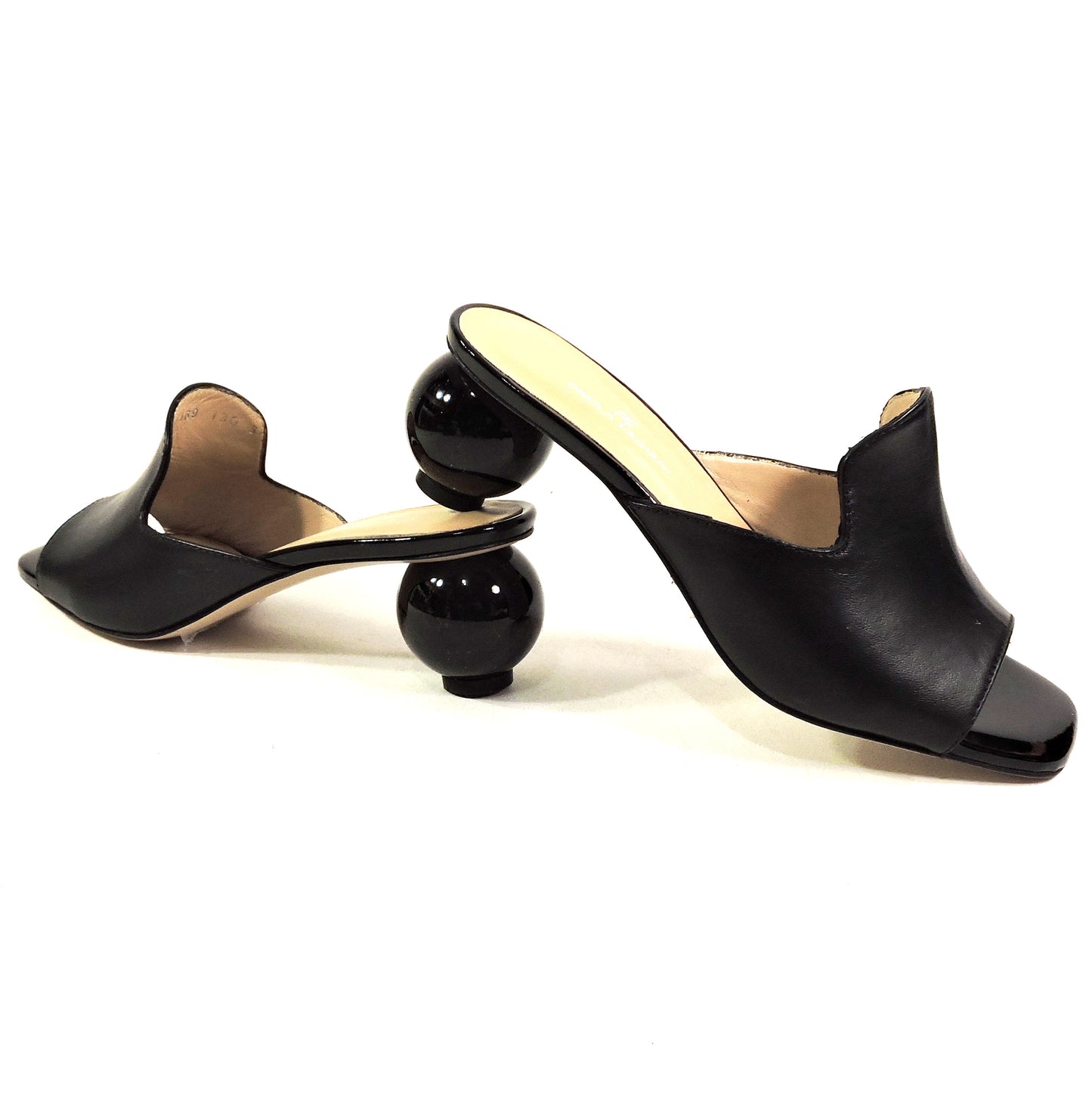 PAOLA FABIANI 🇮🇹 WOMEN'S BLACK SOFT LEATHER COMFORT SUMMER MULES