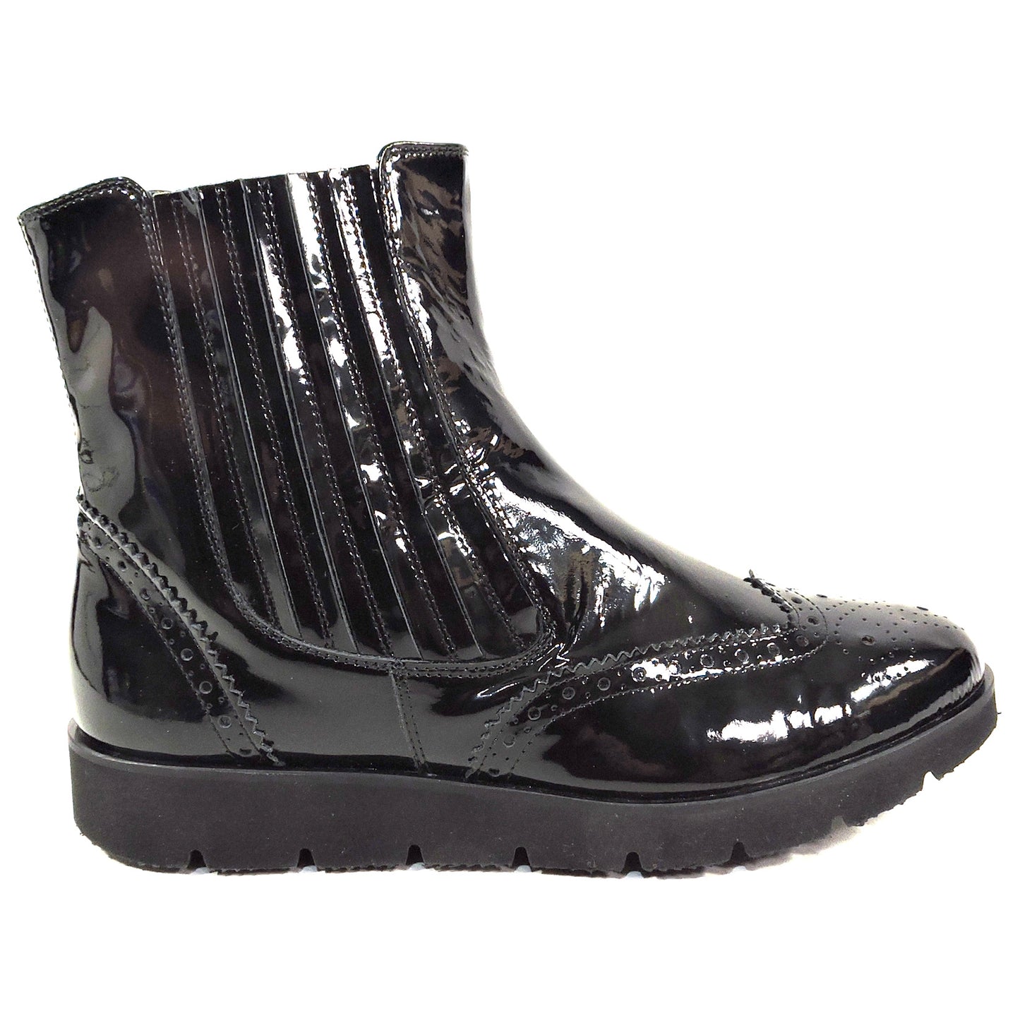 BALDININI 🇮🇹 WOMEN'S BLACK PATENT LEATHER WINTER FASHION ANKLE BOOTIE