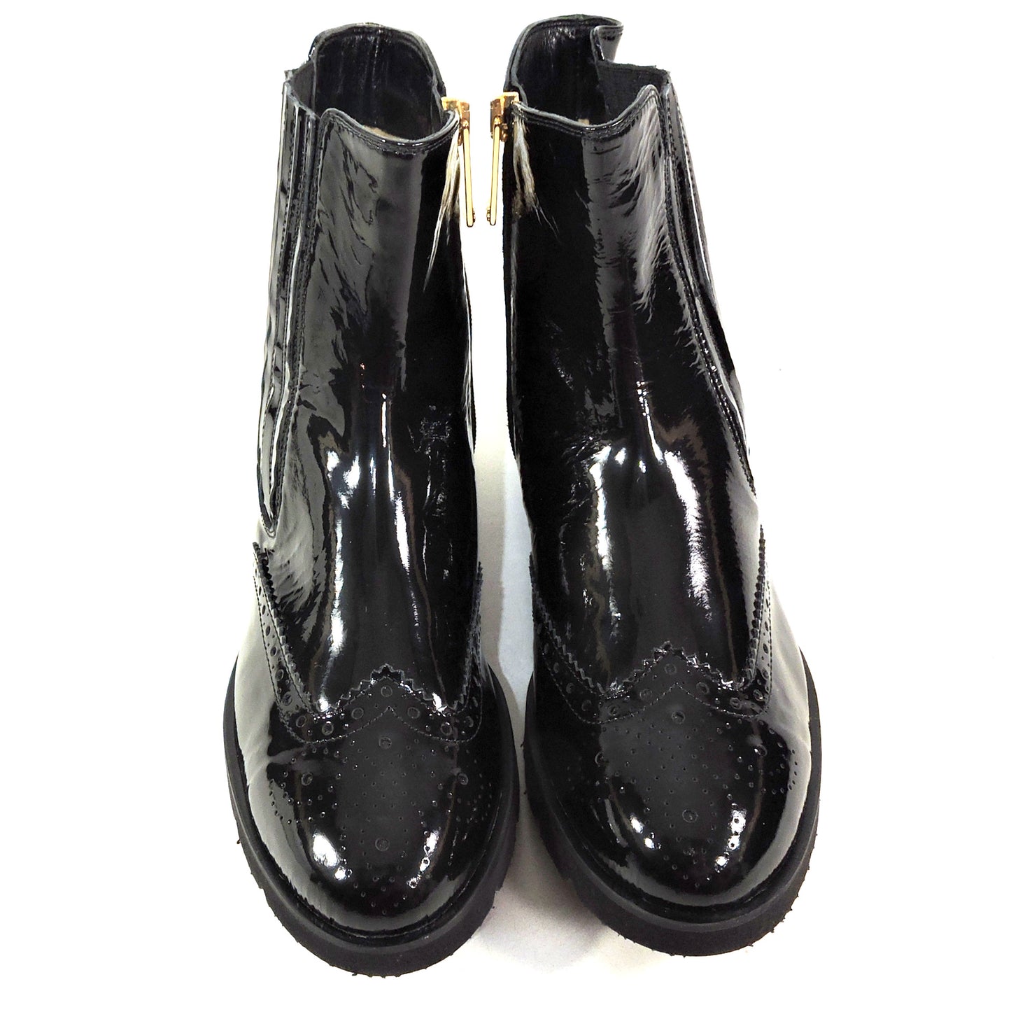 BALDININI 🇮🇹 WOMEN'S BLACK PATENT LEATHER WINTER FASHION ANKLE BOOTIE