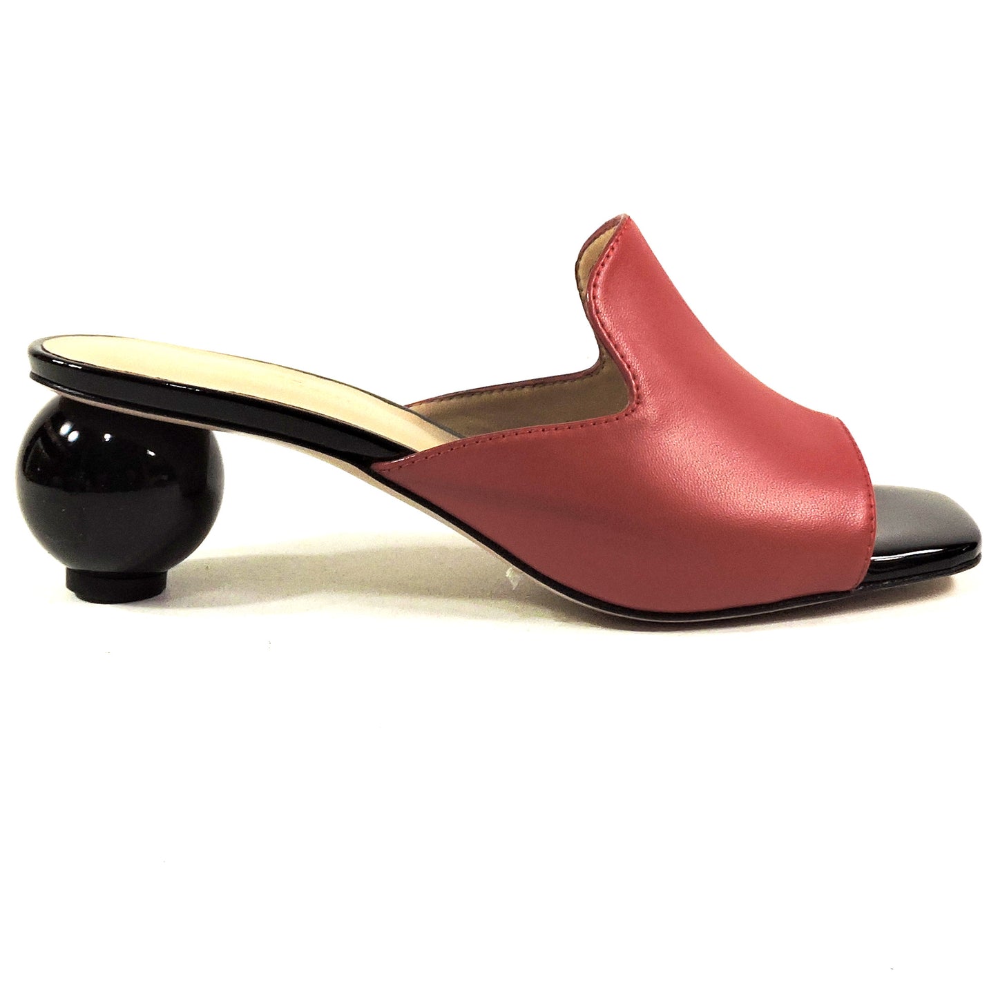 PAOLA FABIANI 🇮🇹 WOMEN'S RED SOFT LEATHER COMFORT SUMMER FASHION MULE