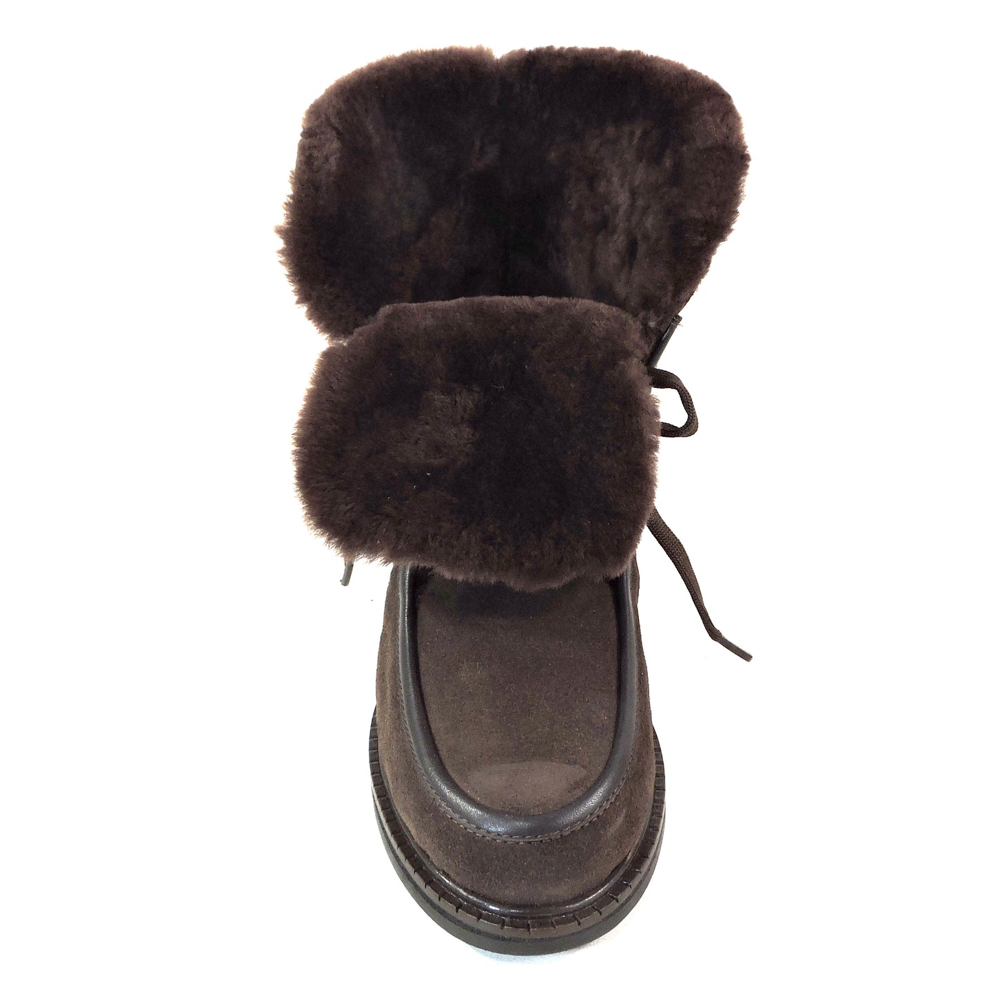 PAOLA FABIANI 🇮🇹 WOMEN'S BROWN SOFT SUEDE & LAMB FUR COMFORT WINTER BOOTIE