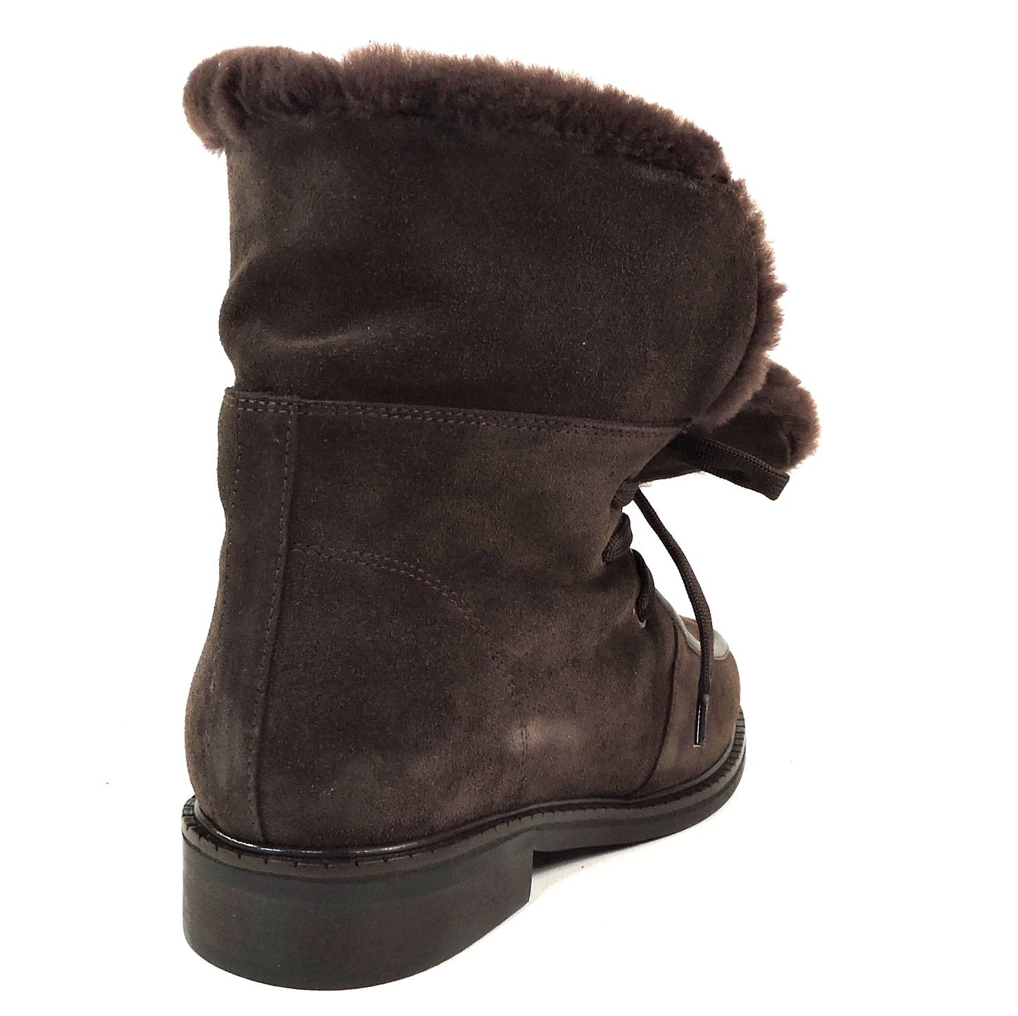 PAOLA FABIANI 🇮🇹 WOMEN'S BROWN SOFT SUEDE & LAMB FUR COMFORT WINTER BOOTIE
