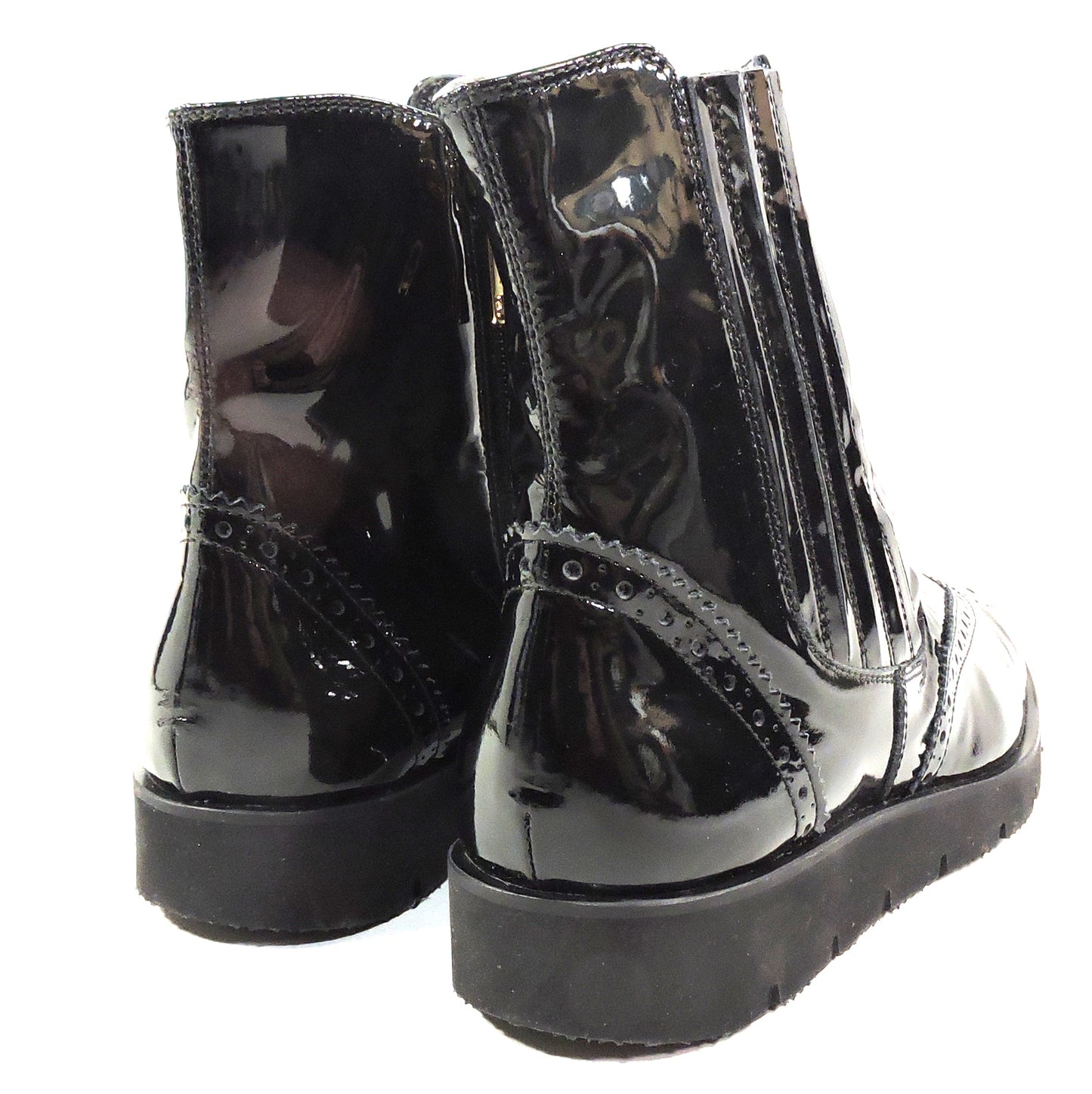 BALDININI 🇮🇹 WOMEN'S BLACK PATENT LEATHER WINTER FASHION ANKLE BOOTIE