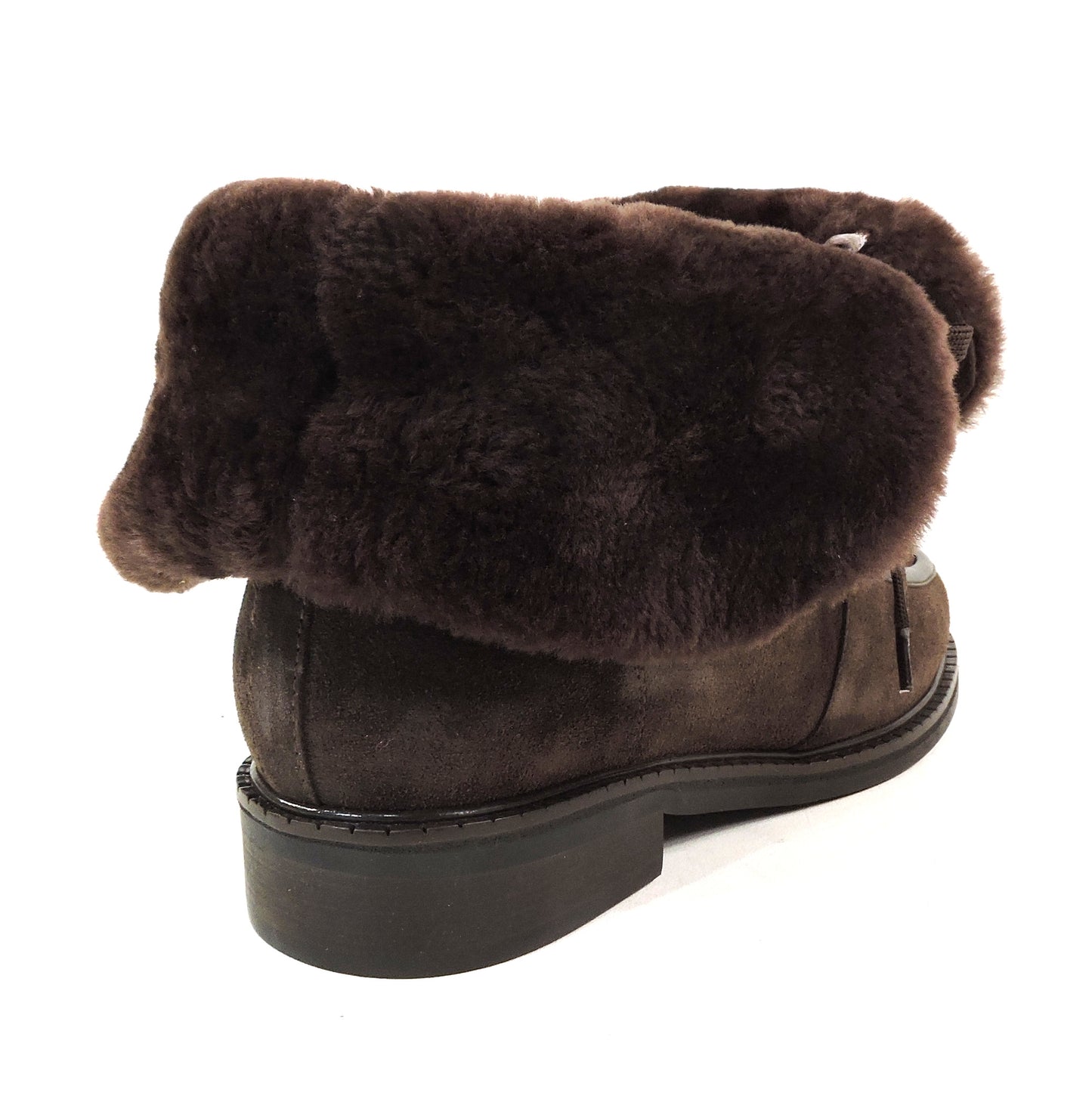 PAOLA FABIANI 🇮🇹 WOMEN'S BROWN SOFT SUEDE & LAMB FUR COMFORT WINTER BOOTIE