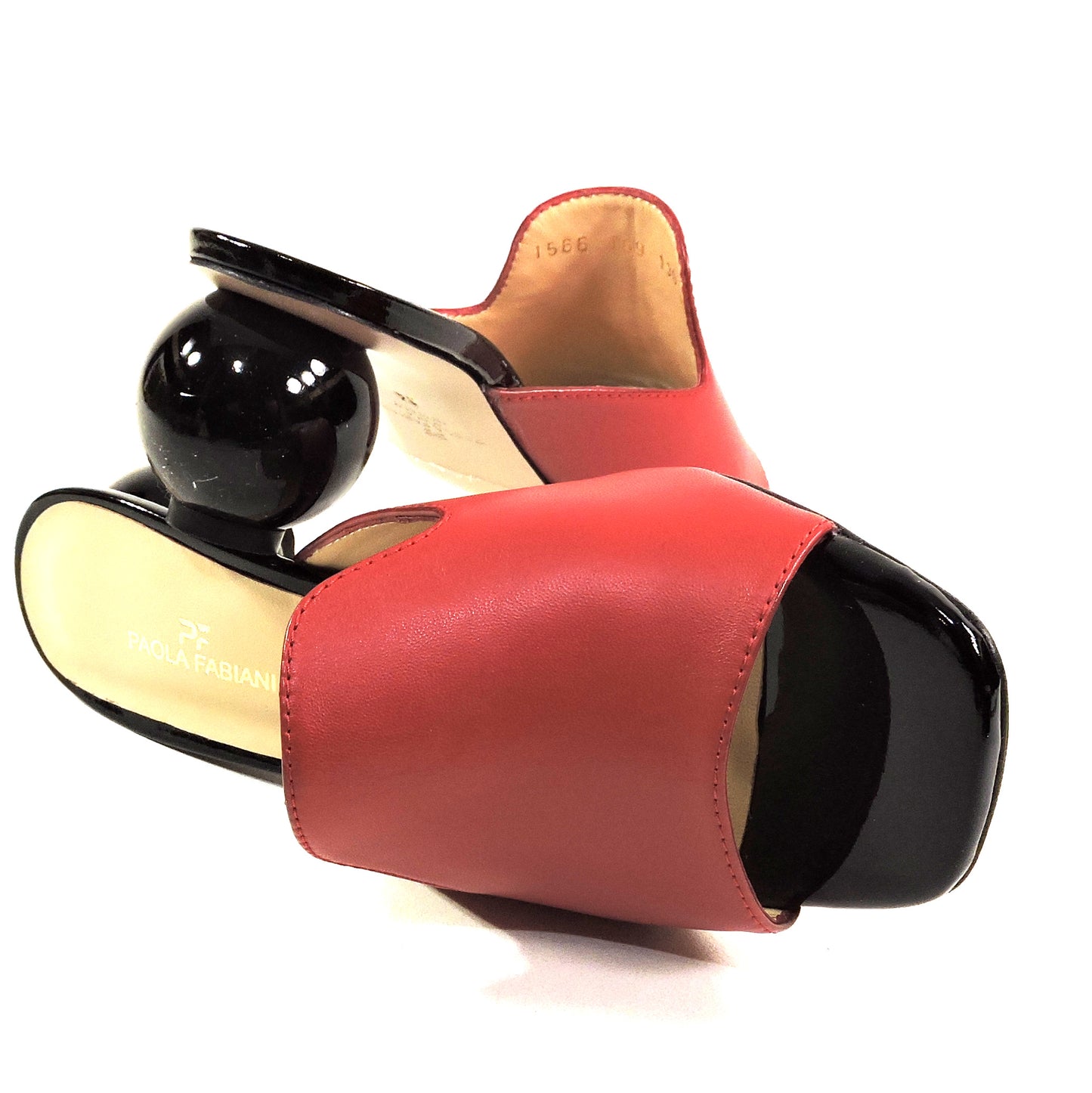 PAOLA FABIANI 🇮🇹 WOMEN'S RED SOFT LEATHER COMFORT SUMMER FASHION MULE