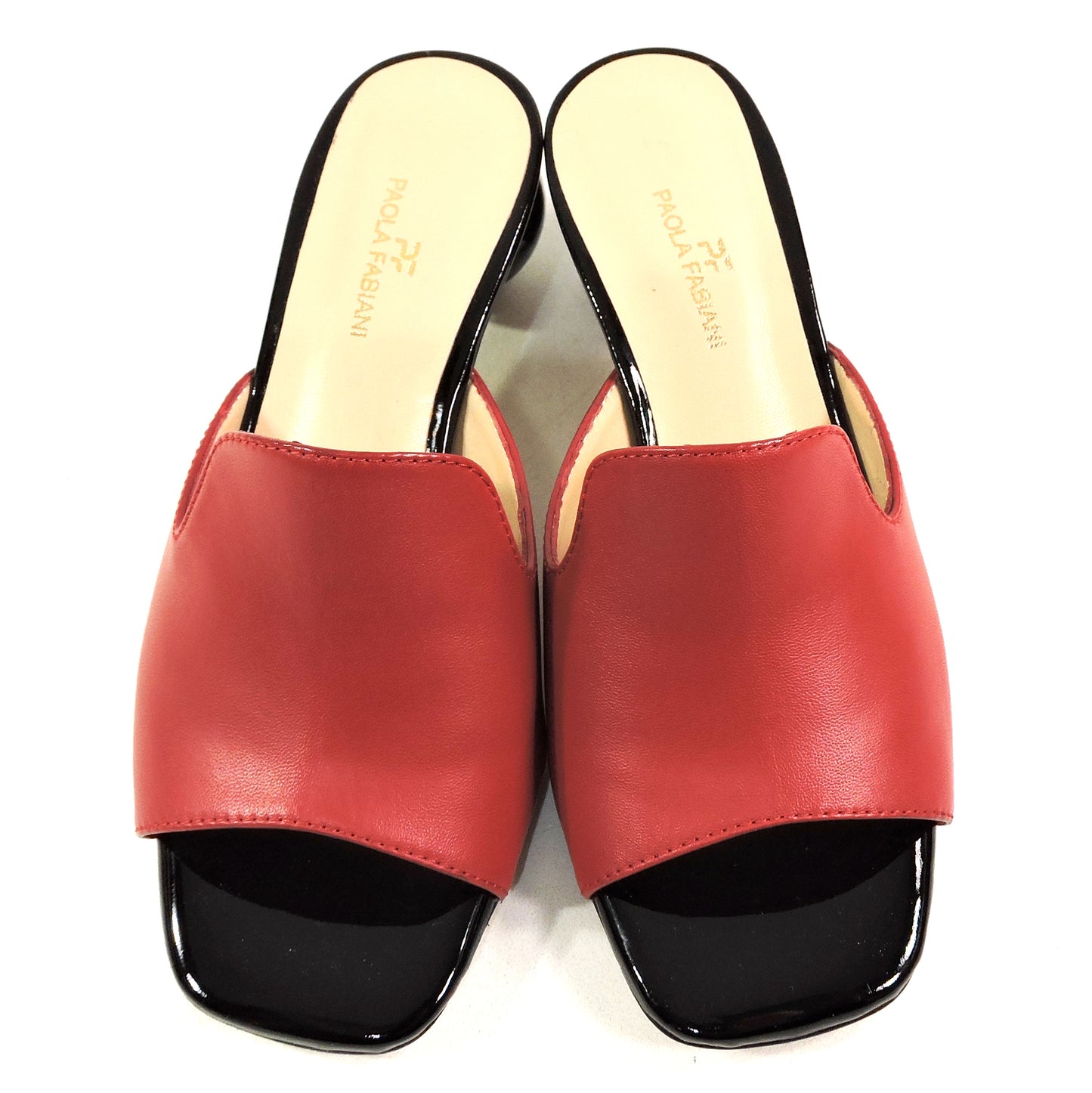 PAOLA FABIANI 🇮🇹 WOMEN'S RED SOFT LEATHER COMFORT SUMMER FASHION MULE