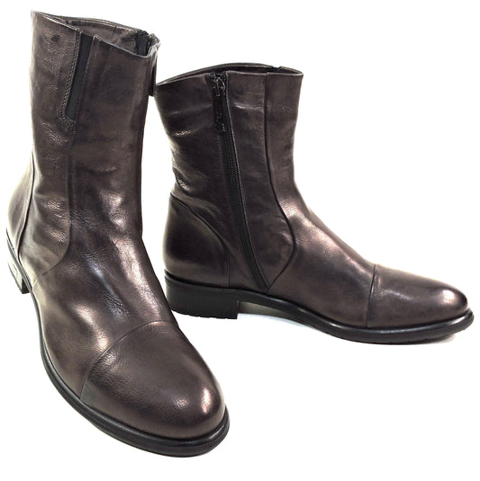 BALDININI 🇮🇹 WOMEN'S BROWN SOFT LEATHER LAMB FUR LINING ANKLE BOOTIE