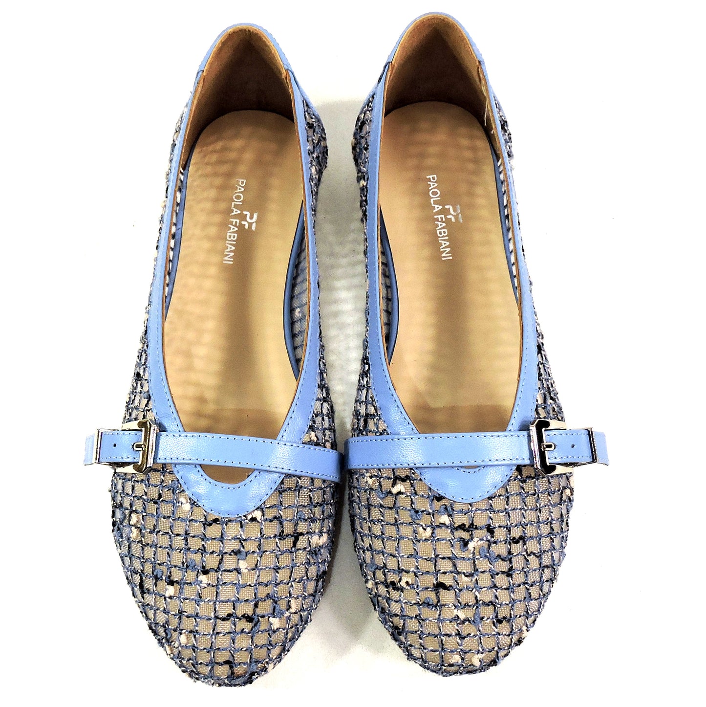 PAOLA FABIANI 🇮🇹 WOMEN'S BLUE SOFT LEATHER COMFORT SUMMER FLAT BALLET