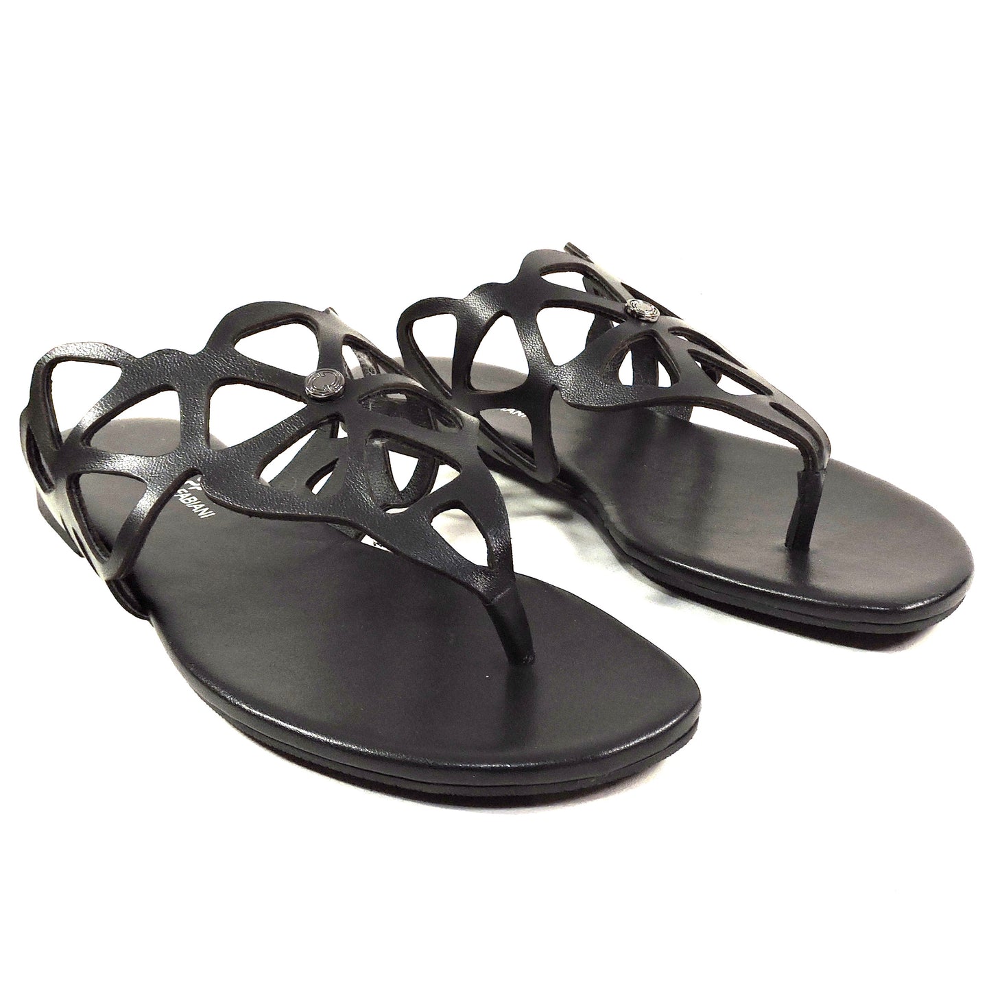 PAOLA FABIANI 🇮🇹 WOMEN'S BLACK SOFT LEATHER COMFORT SUMMER FLAT SANDALS
