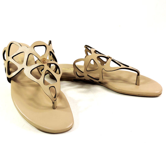 PAOLA FABIANI 🇮🇹 WOMEN'S BEIGE SOFT LEATHER COMFORT SUMMER FLAT SANDALS