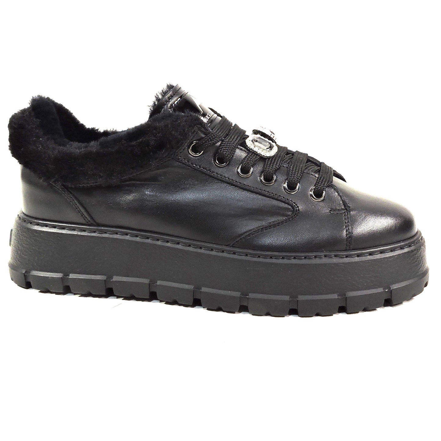ALBERTO CICCIOLI 🇮🇹 WOMEN'S BLACK SOFT LEATHER COMFORT WINTER FASHION SNEAKERS