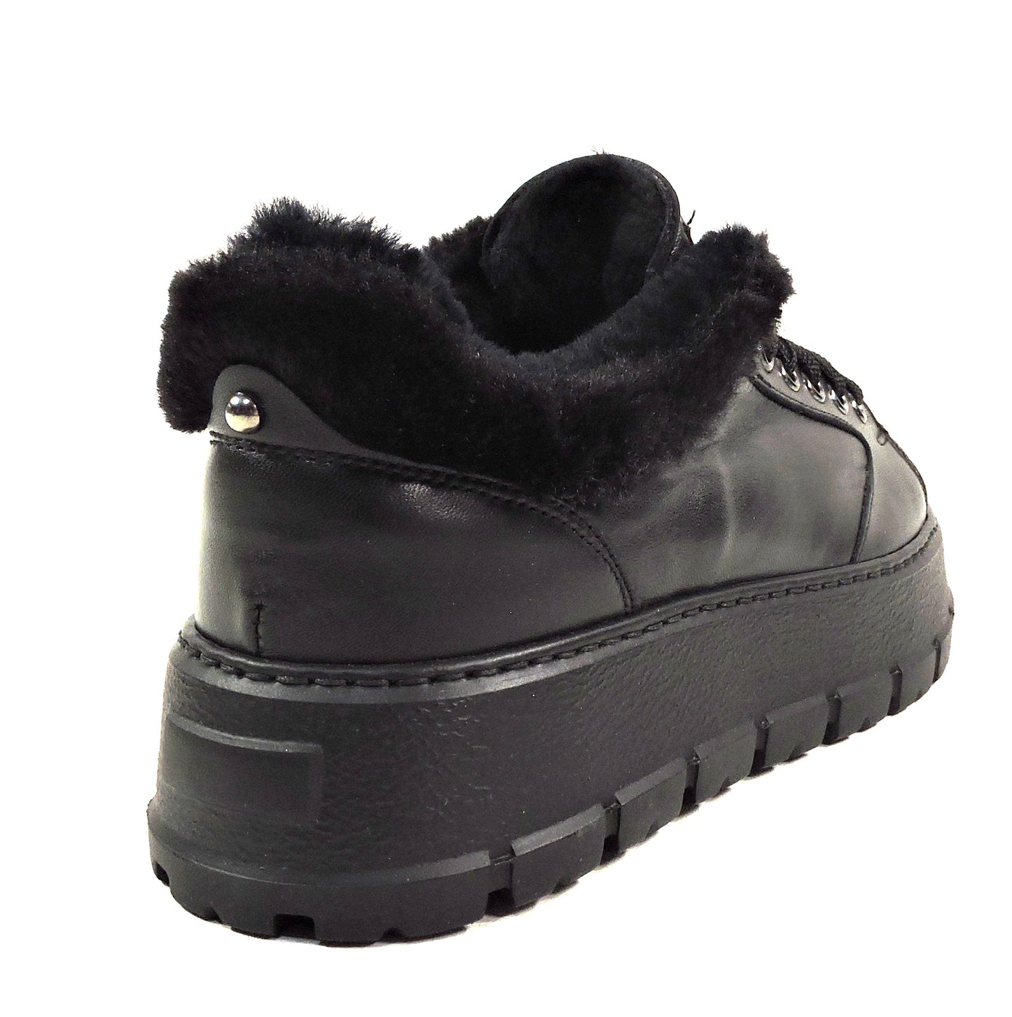ALBERTO CICCIOLI 🇮🇹 WOMEN'S BLACK SOFT LEATHER COMFORT WINTER FASHION SNEAKERS