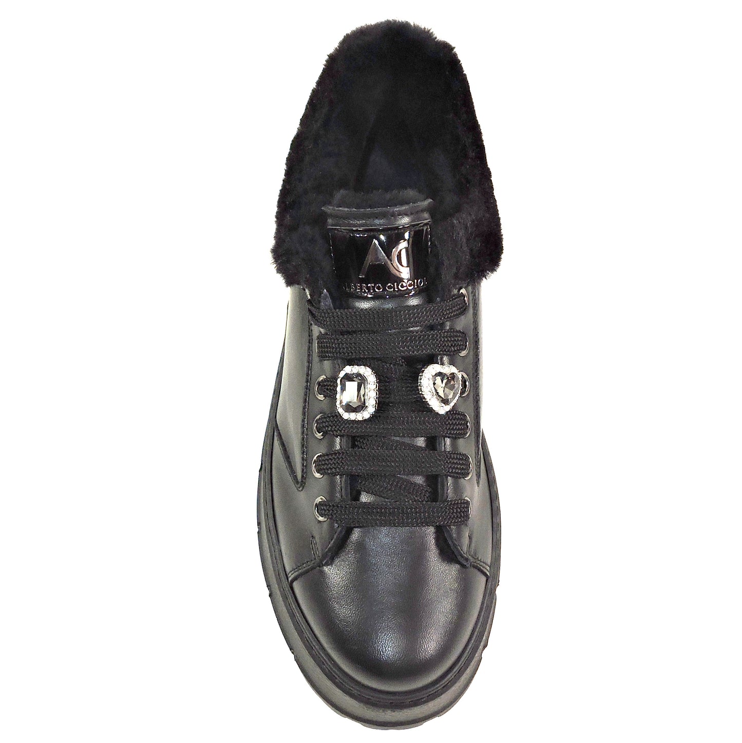 ALBERTO CICCIOLI 🇮🇹 WOMEN'S BLACK SOFT LEATHER COMFORT WINTER FASHION SNEAKERS