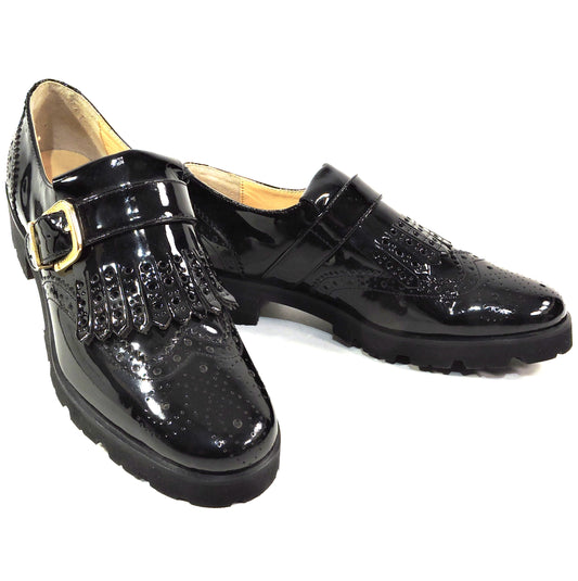 BALDININI 🇮🇹 WOMEN'S BLACK PATENT SOFT LEATHER COMFORT FASHION LOAFERS