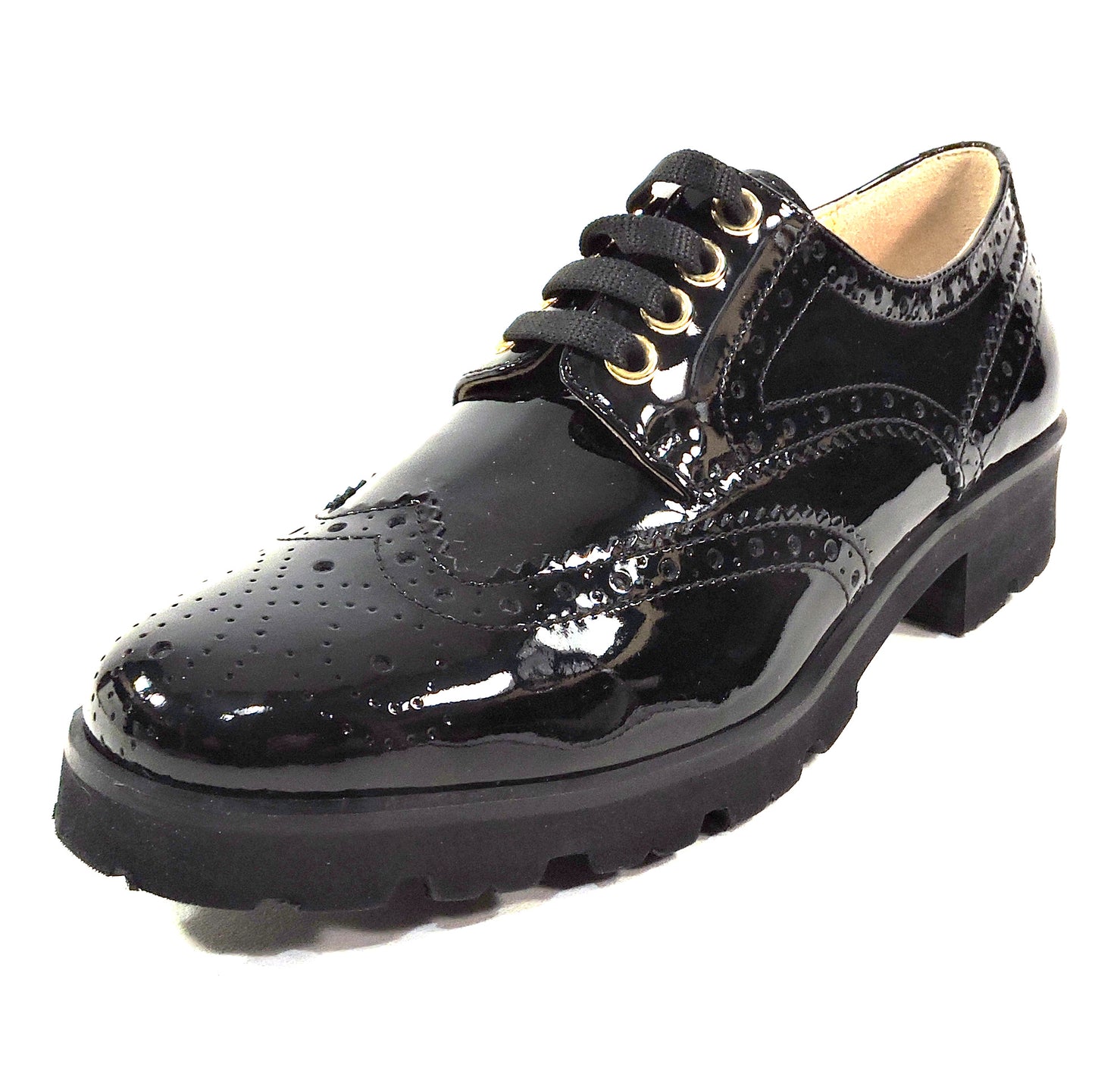 BALDININI 🇮🇹 WOMEN'S BLACK PATENT SOFT LEATHER COMFORT FASHION OXFORD SHOES