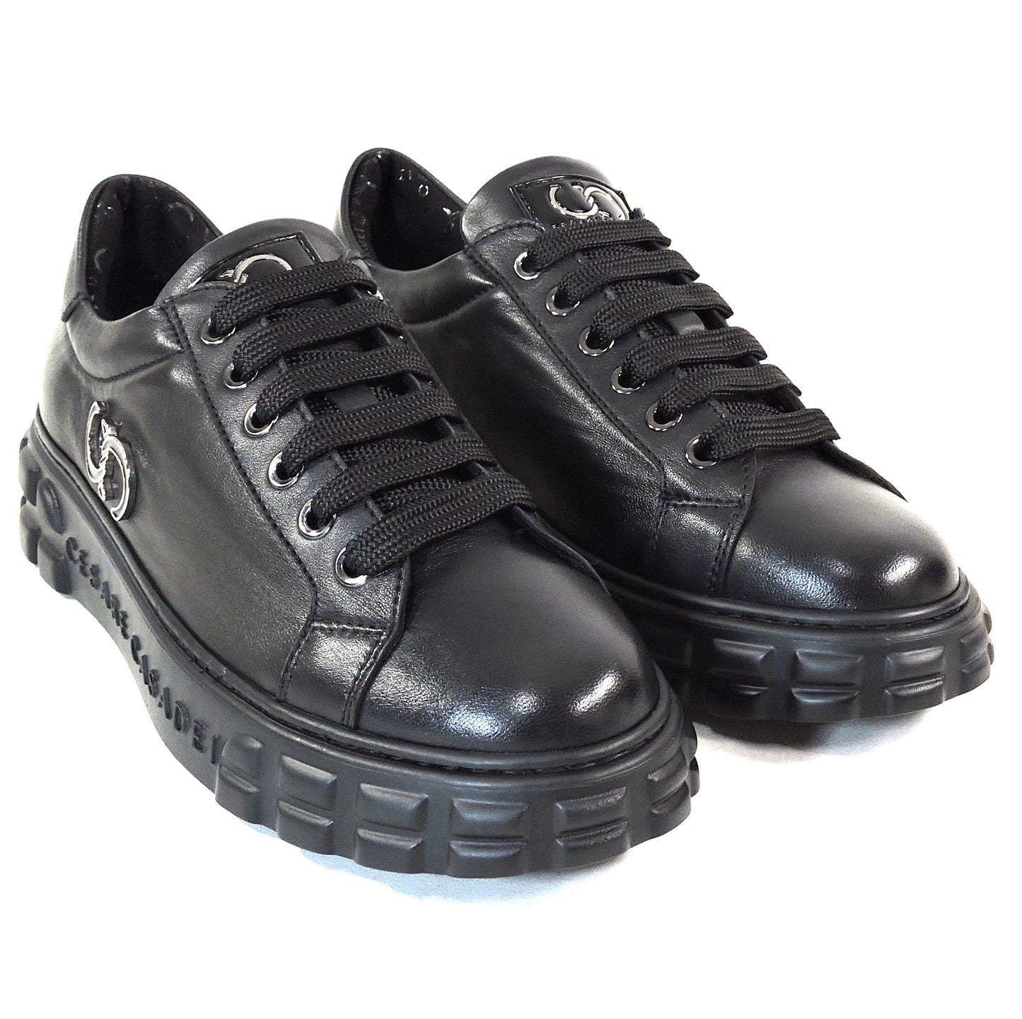 CASADEI 🇮🇹 WOMEN"S BLACK SOFT LEATHER COMFORT FASHION SNEAKERS