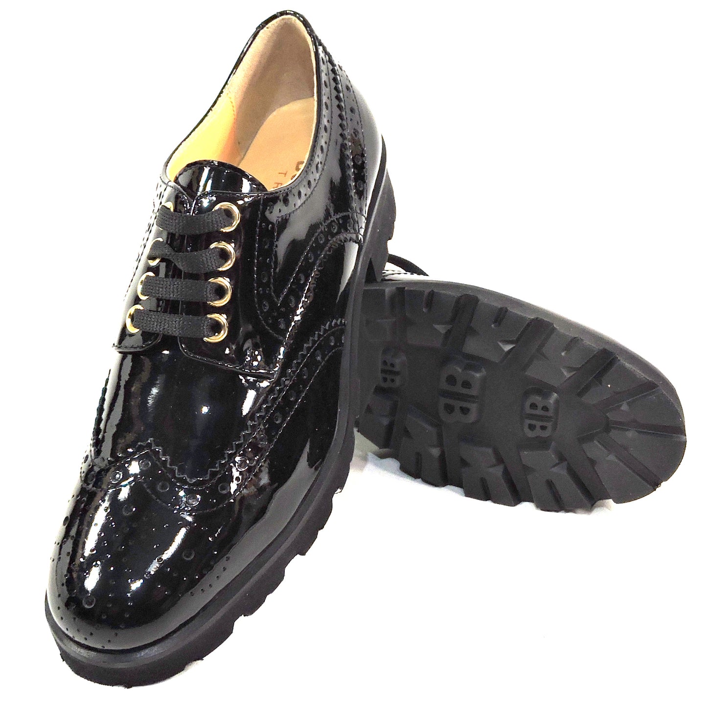 BALDININI 🇮🇹 WOMEN'S BLACK PATENT SOFT LEATHER COMFORT FASHION OXFORD SHOES