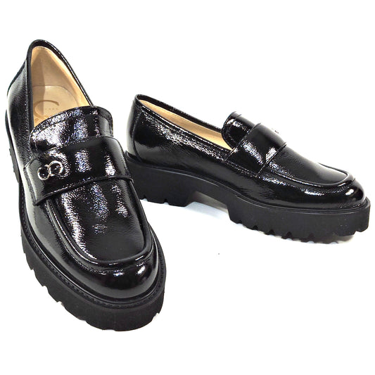 CASADEI 🇮🇹 WOMEN'S BLACK PATENT LEATHER COMFORT FASHION LOAFERS