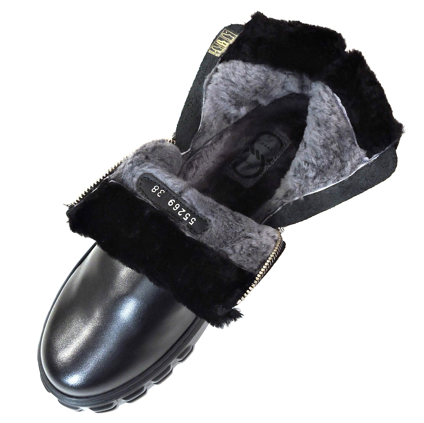 CASADEI 🇮🇹 WOMEN"S BLACK SOFT LEATHER COMFORT FASHION WINTER LAMB FUR BOOTIE