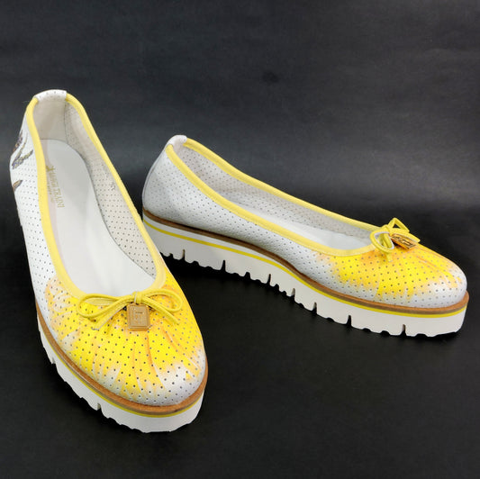 LUIGI TRAINI 🇮🇹 WOMEN'S SOFT WHITE LEATHER COMFORT FLAT SUMMER LOAFERS B