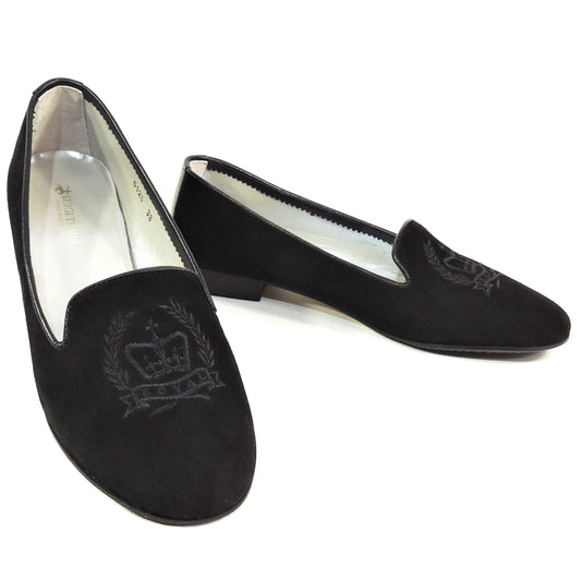 LUIGI TRAINI 🇮🇹 WOMEN'S SOFT BLACK SUEDE COMFORT FLAT LOAFERS