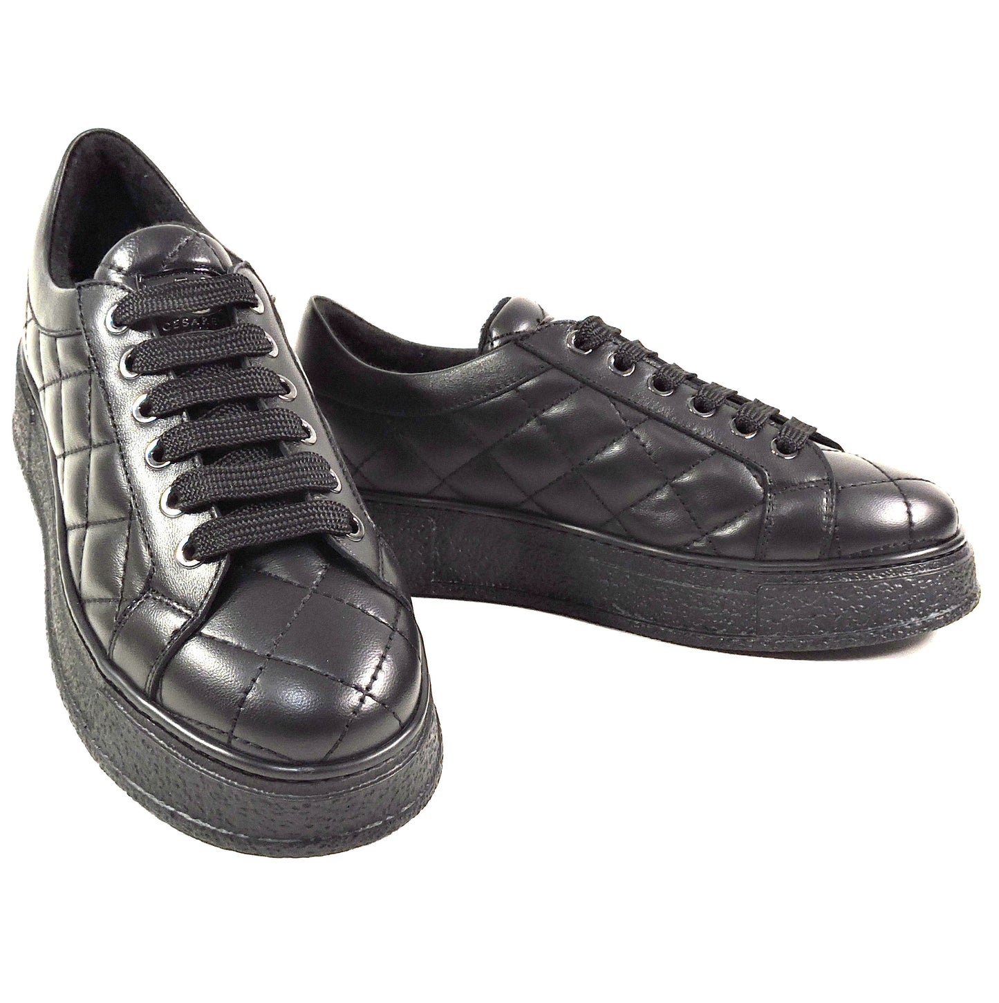 CASADEI 🇮🇹 WOMEN'S BLACK SOFT LEATHER COMFORT FASHION SNEAKERS 2026