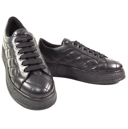CASADEI 🇮🇹 WOMEN'S BLACK SOFT LEATHER COMFORT FASHION SNEAKERS 2026