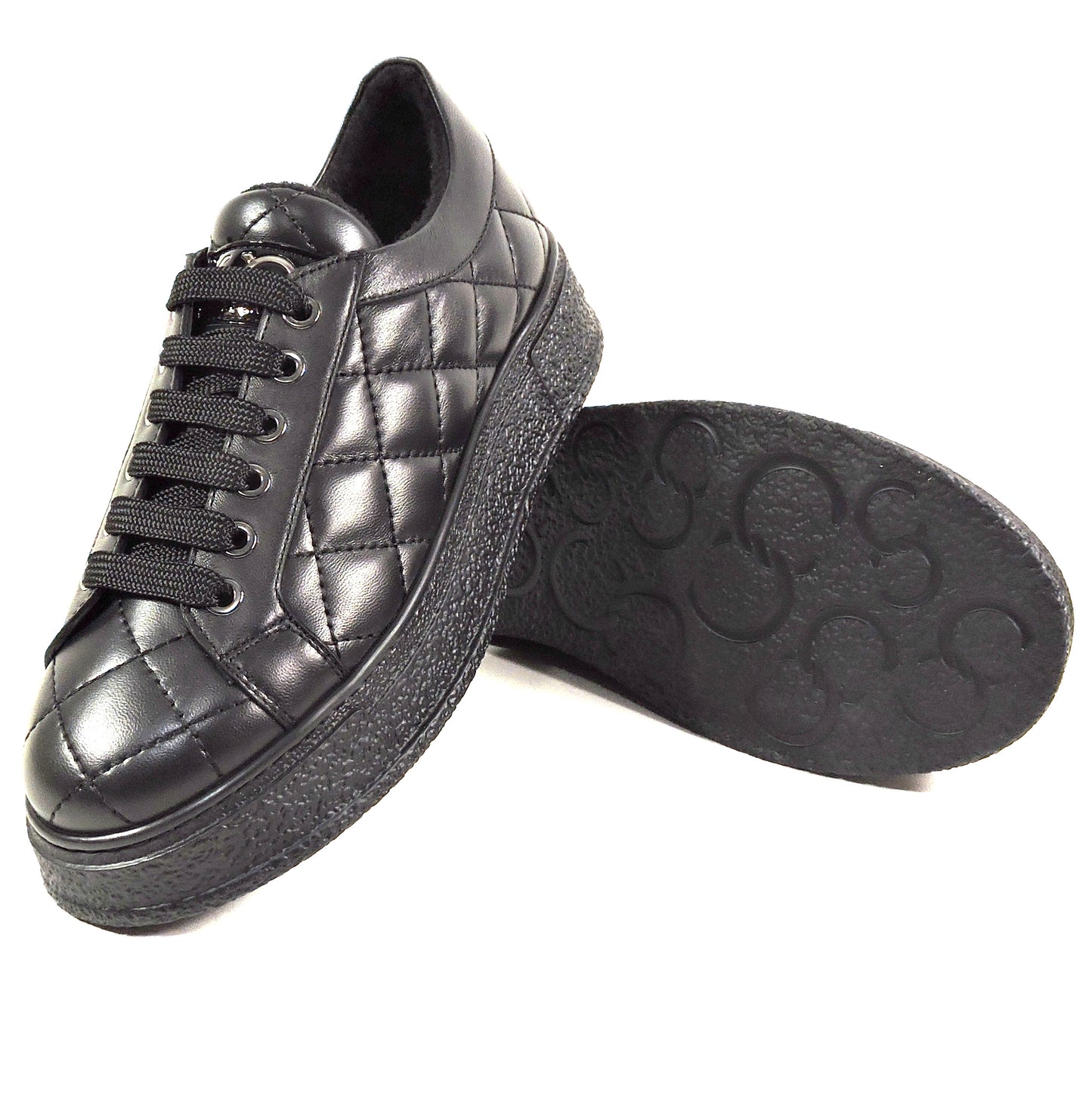 CASADEI 🇮🇹 WOMEN'S BLACK SOFT LEATHER COMFORT FASHION SNEAKERS 2026