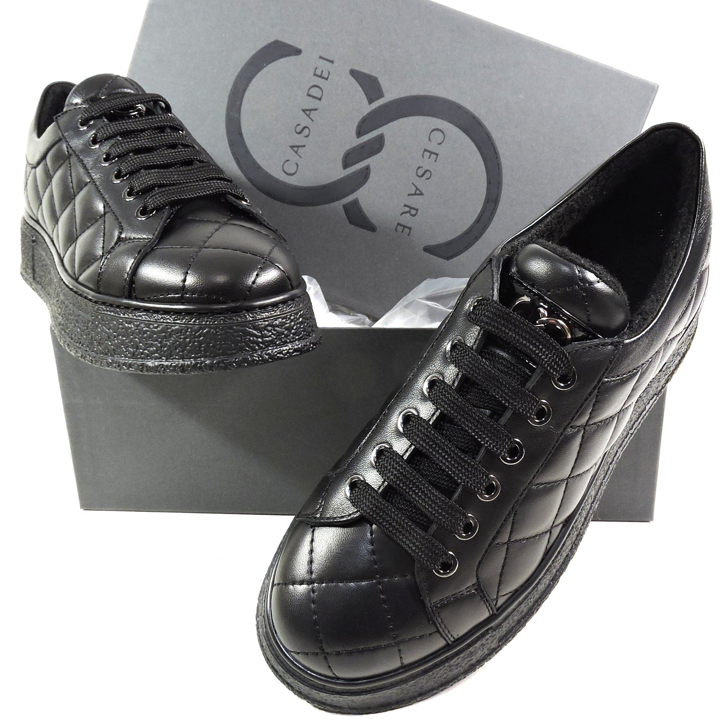 CASADEI 🇮🇹 WOMEN'S BLACK SOFT LEATHER COMFORT FASHION SNEAKERS 2026