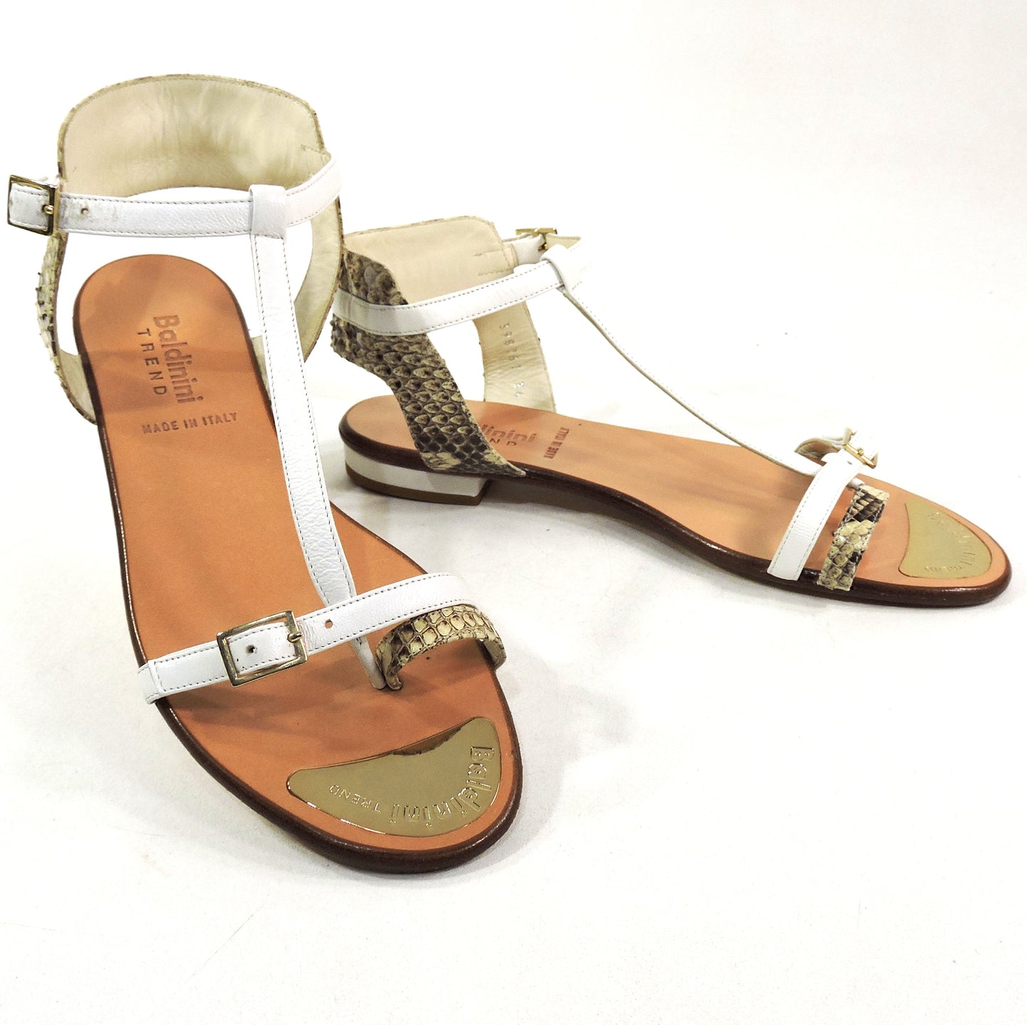 BALDININI 🇮🇹 WOMEN'S SOFT PYTHON LEATHER COMFORT FLAT SUMMER SANDALS