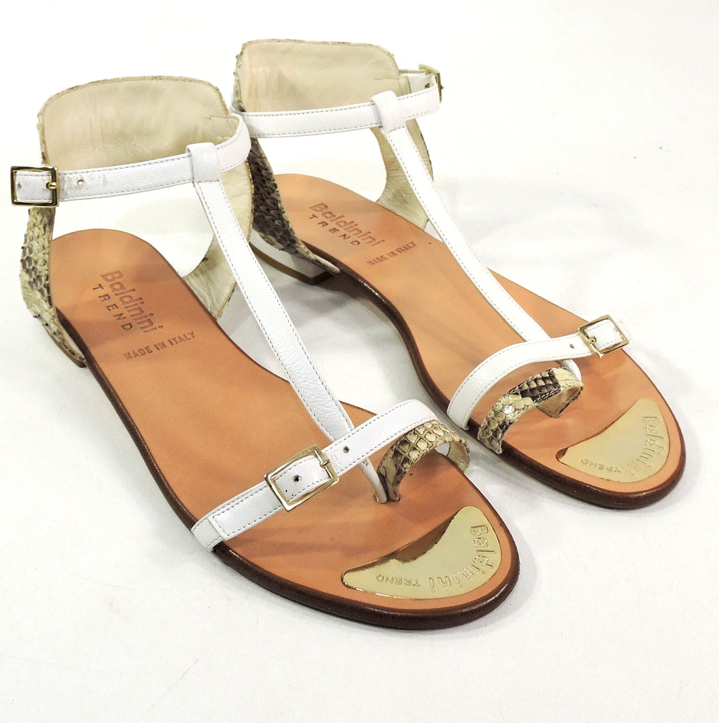 BALDININI 🇮🇹 WOMEN'S SOFT PYTHON LEATHER COMFORT FLAT SUMMER SANDALS