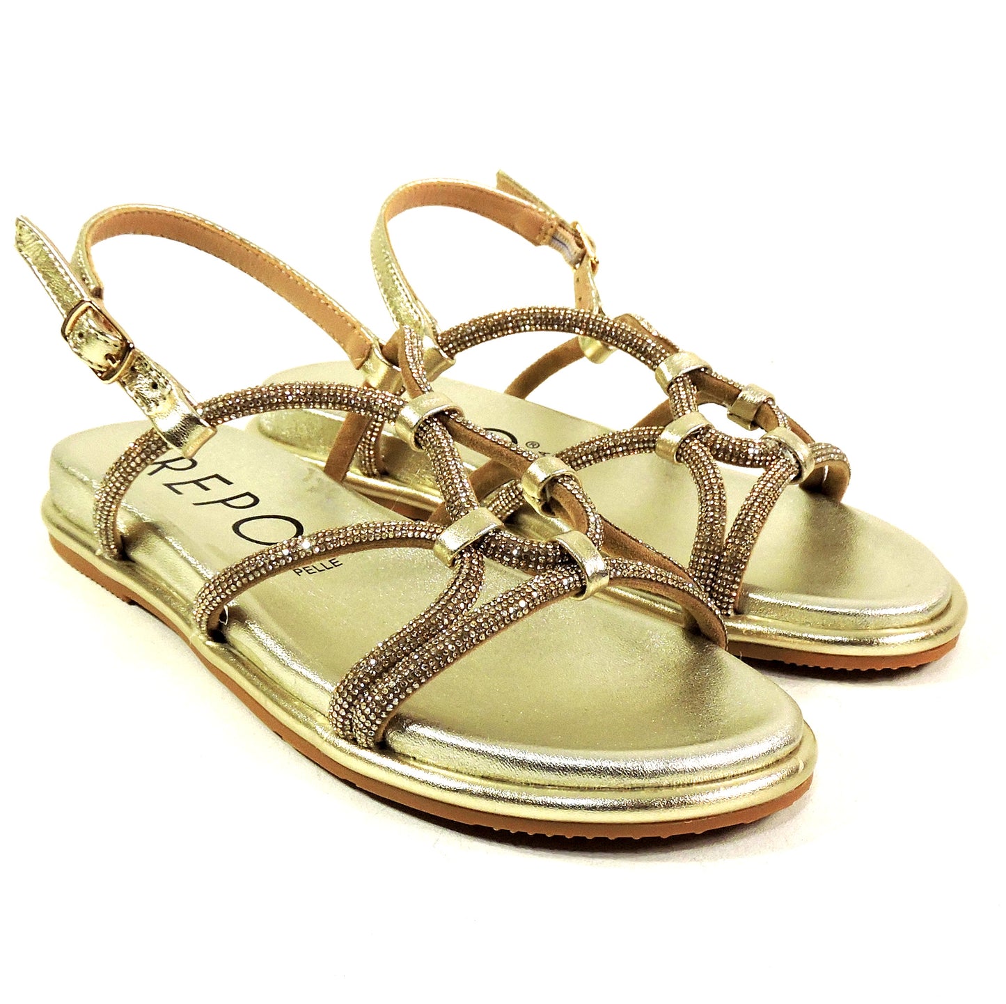 REPO 🇮🇹 WOMEN'S GOLD LEATHER COMFORT SUMMER FLAT SANDALS