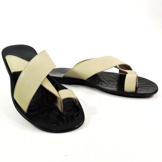 GOODMAN 🇮🇹 MEN'S BEIGE SOFT LEATHER COMFORT FLAT SUMMER SANDALS