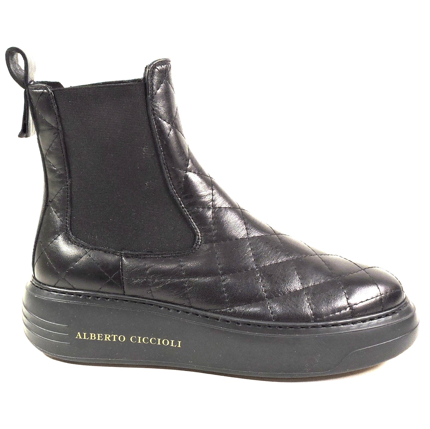 ALBERTO CICCIOLI 🇮🇹 WOMEN'S BLACK SOFT LEATHER FLAT ANKLE BOOTIES 37 EU