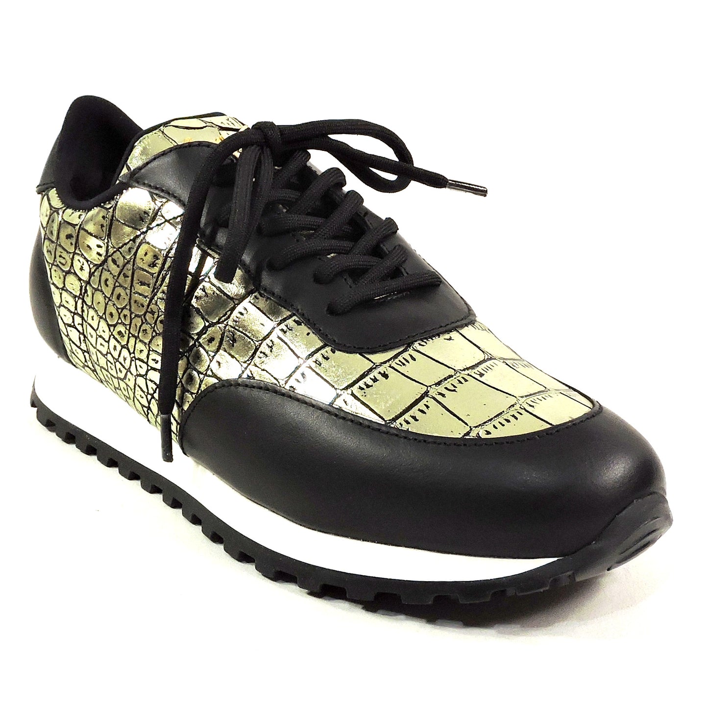 GIUSEPPE ZANOTTI 🇮🇹 WOMEN'S PLATINO & BLACK SOFT LEATHER COMFORT SNEAKERS