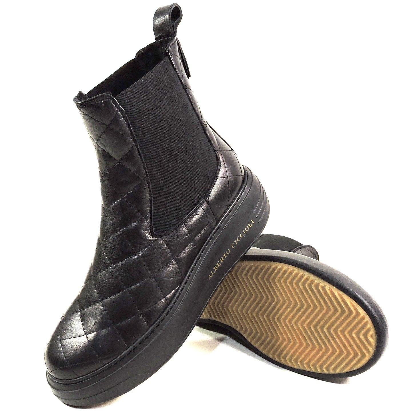 ALBERTO CICCIOLI 🇮🇹 WOMEN'S BLACK SOFT LEATHER FLAT ANKLE BOOTIES 37 EU