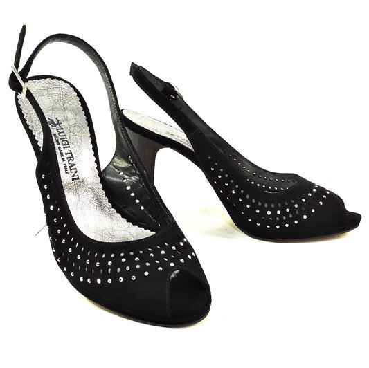 LUIGI TRAINI 🇮🇹 WOMEN'S BLACK SOFT SUEDE COMFORT FASHION PLATFORM SANDALS