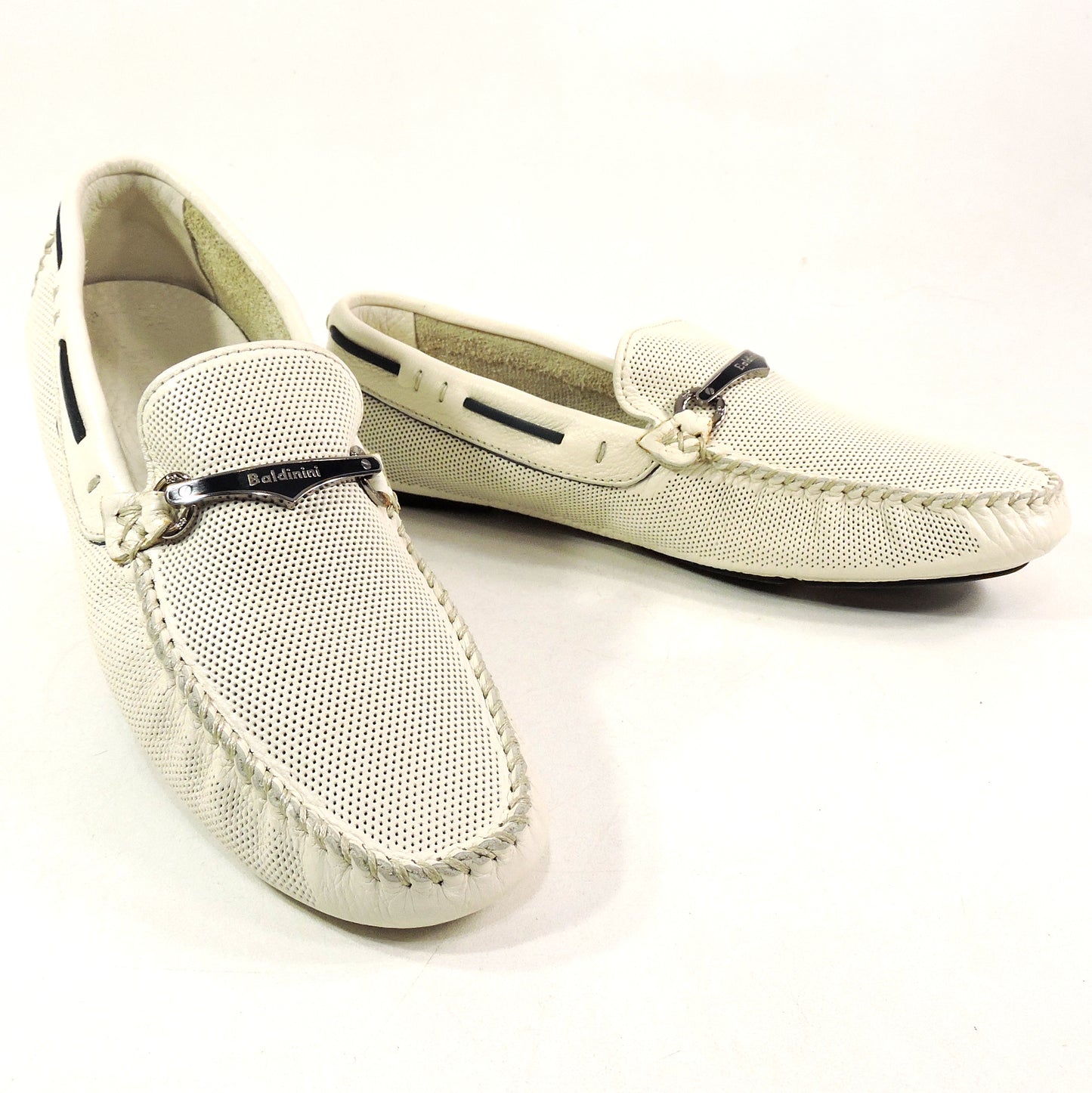 BALDININI 🇮🇹 MEN'S OFF-WHITE SOFT LEATHER COMFORT SUMMER LOAFERS