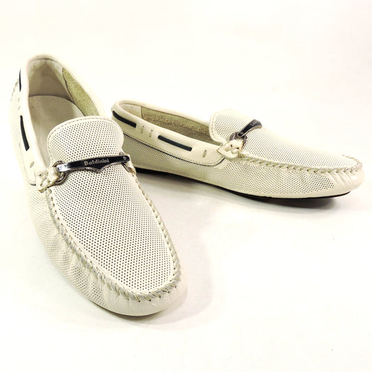 BALDININI 🇮🇹 MEN'S OFF-WHITE SOFT LEATHER COMFORT SUMMER LOAFERS