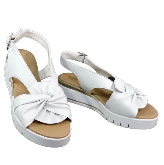 SPACE MODA BY REPO 🇮🇹 WOMEN'S WHITE SOFT LEATHER COMFORT SUMMER WEDGE SANDALS