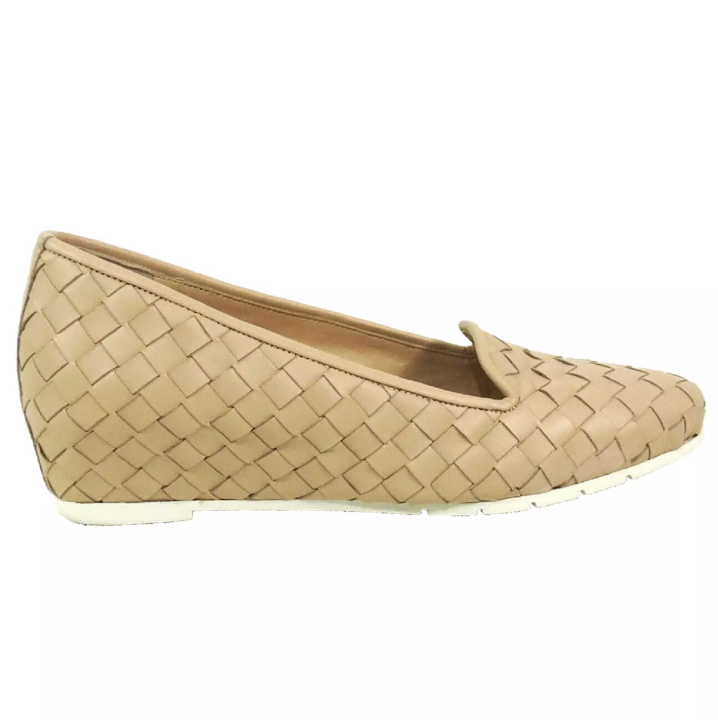 BALDININI 🇮🇹 WOMEN'S SOFT BEIGE LEATHER COMFORT WEDGED LOAFERS